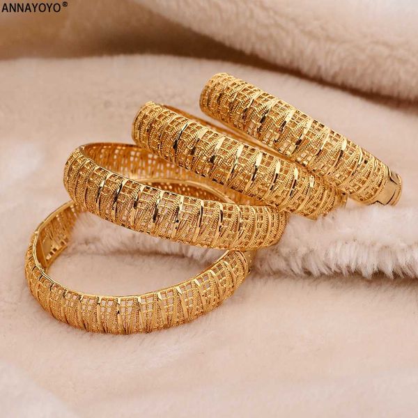 

annayoyo 4pcs 24k gold bangle for women dubai bride wedding ethiopian bracelet africa bangle arab jewelry, Black