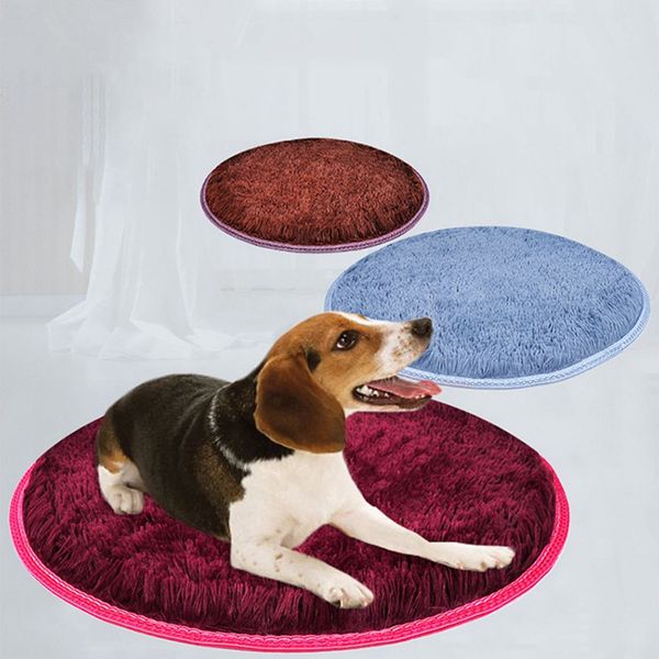 

60cm plush non wovens soft round pet bed mat for dog cat puppy durable comfortable all seasons mechanical wash sleeping cushion