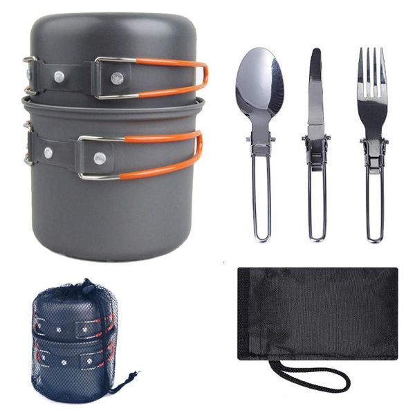 

camp kitchen portable ultralight camping cookware utensils outdoor tableware set hiking picnic backpacking pot pan sets