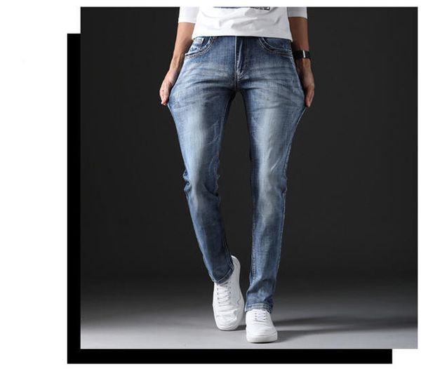 

summer french solid classic style bule g2 luxury jeans slim fit motorcycle biker denim men's fashion designer jeans size 29-38, Blue