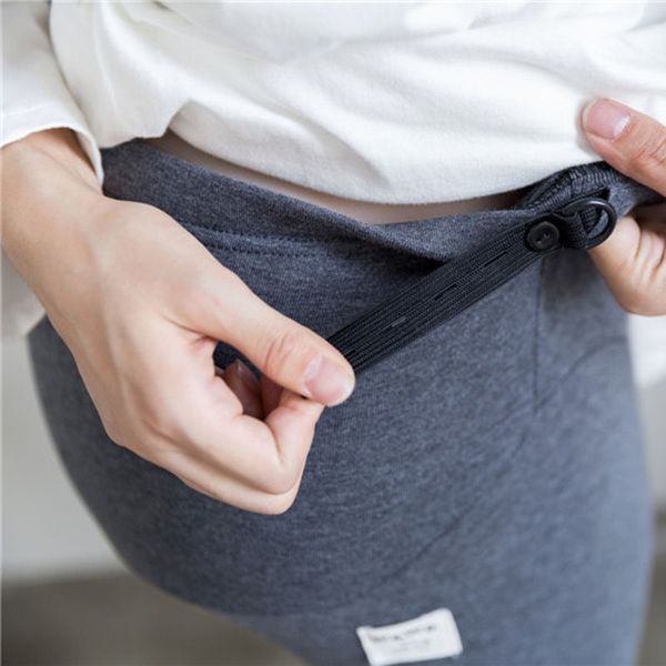

autumn women maternity knitted legging high waist pants plus size pregnant style color adjustable waist maternity pants, Blue