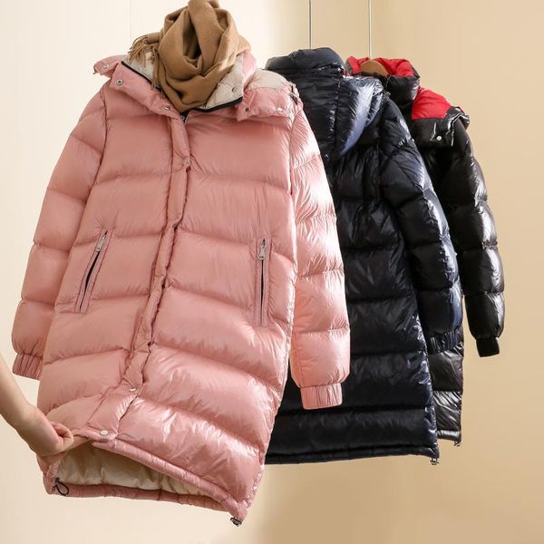 

winter new arrivals women hooded detachable ultra light ultra warm thick more than 300g 90% white duck down jackets overcoats, Black