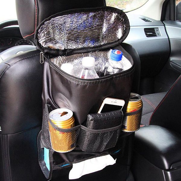 

car seat back hanging bag organizer multi-pocket insulated water storage mesh bag container car stowing tidying bags