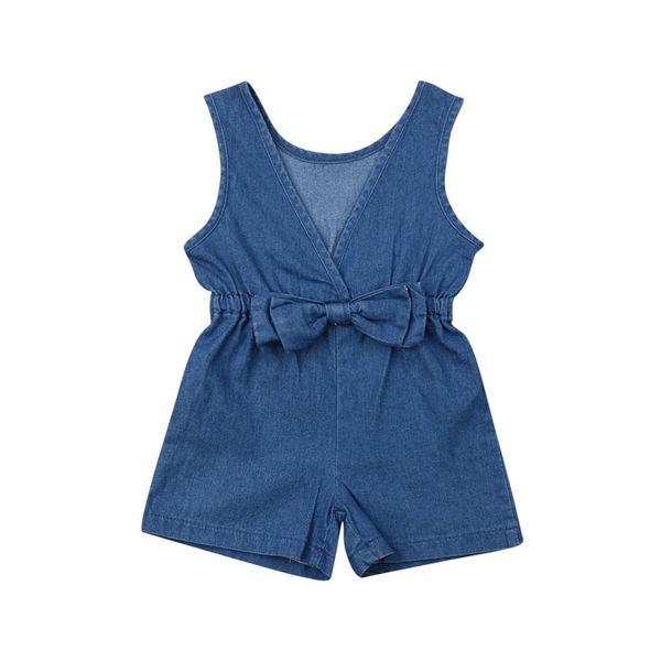 

pudcoco 2019 summer solid toddler kid baby girl denim romper jumpsuits short pants outfit clothes 1-6y, Blue