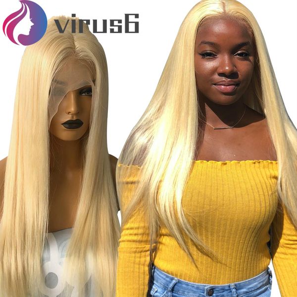 Preplucked Lace Wigs Human Hair Half 613 Blonde Straight Brazilian