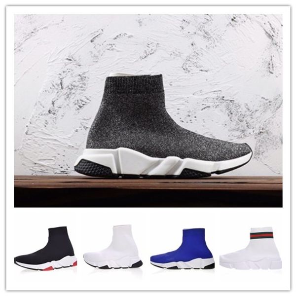 

2019 designer sneakers speed trainer runner black red triple black fashion flat socks boots casual shoes size 36-48