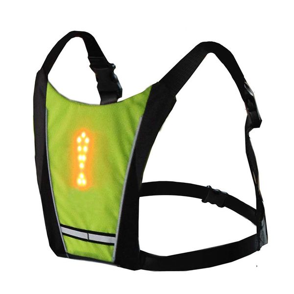 

cycling vest led wireless safety reflective vest turning signal light for bicycle riding night warning guiding light jersey, Black