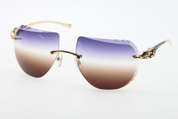 

2020 wholesale good quality sun glasses 8200763 rimless metal leopard sunglasses glasses with box carved new red, White;black