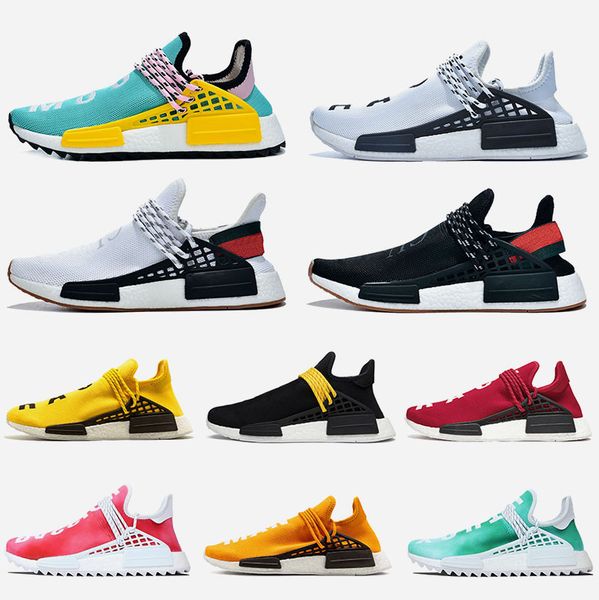 

nmd human race pharrell williams men women running shoes nerd black blank canvas homecoming mother mens trainer sports sneaker, White;red