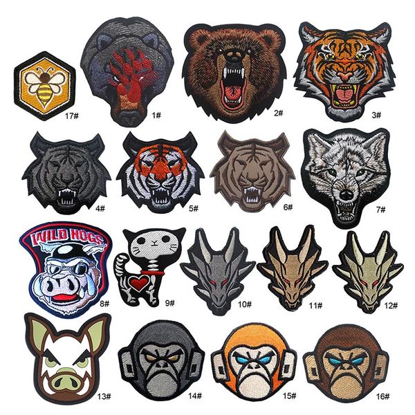 

1pc badge animal pattern embroidery diy apparel hook loop fastener armbandzj