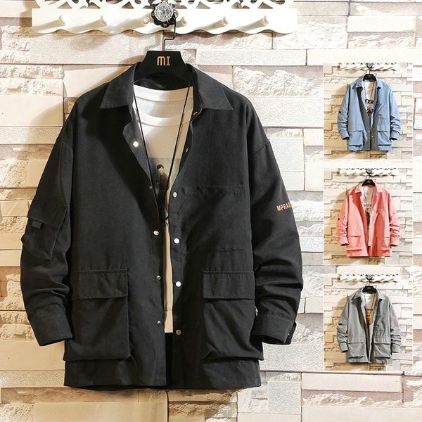 

bomber jacket men casual brand mens jackets and coats 2020 spring new style japanese cargo loose j77t, Black;brown