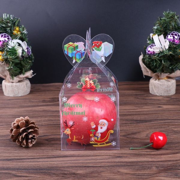 

christmas pvc transparent apple box christmas eve apple candy santa snowman box creative personality gift