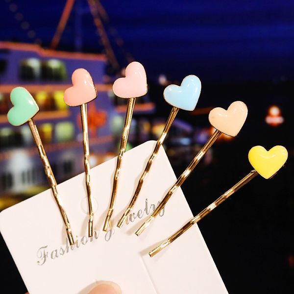

cute hair clips & barrettes candy color love heart hair pins for women lady fashion jewelry accessories dancing party hairpin, Golden;silver