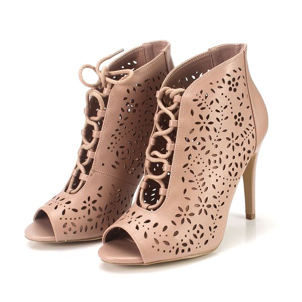 

women ankle boots, peep toe fashion bootie, Black