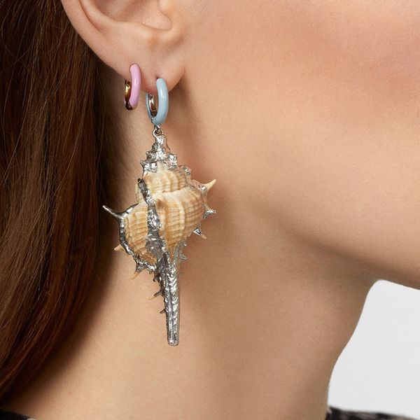 

qingdao ornaments package phnom penh natural conch shell ear circle woman fund earrings eardrop, Golden;silver
