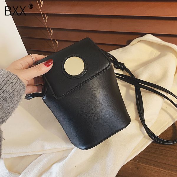 

bxx] retro leather solid color crossbody bucket bags for women 2020 fashion shoulder messenger bag lady handbags purses hl126