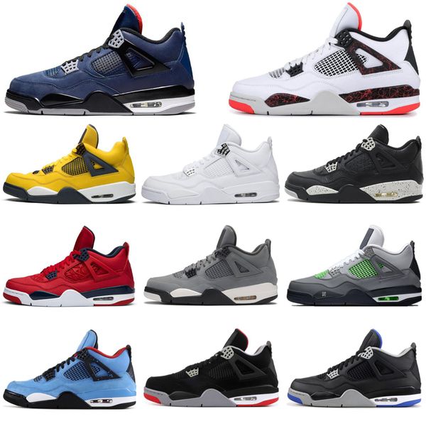 

wholesale jumpman 4 4s black cat men basketball shoes cactus jack bred loyal blue whatthe mens trainers sports sneakers size 7-13