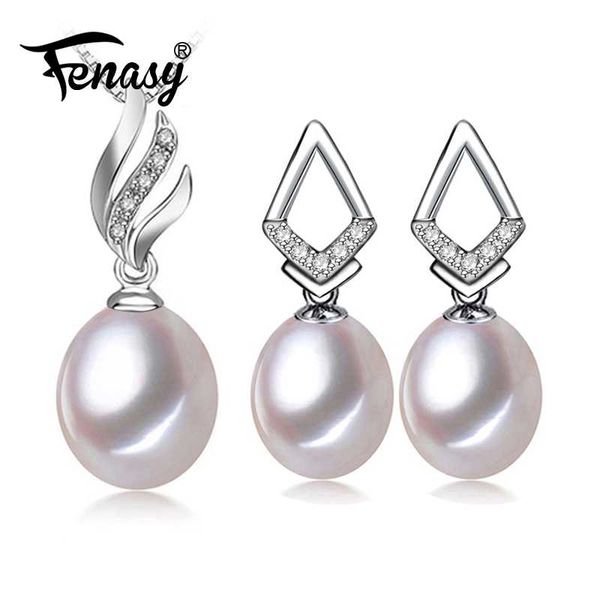 

fenasy nice freshwater pearl jewelry sets 925 sterling silver pendant necklace,pearl earrings and ring,wedding jewelry sets, Black