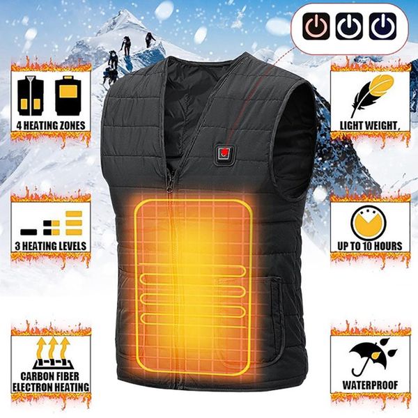 

winter usb electric heating adjustable temperature warmer vest waistcoat, Black;white
