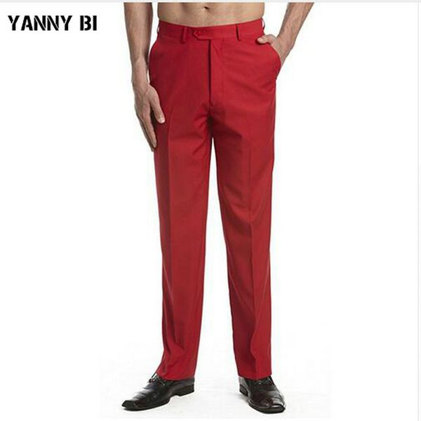 

new arrival custom made men's dress pants trousers flat front slacks solid red color men suit pants, White;black