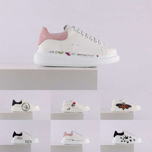 

2020 classic fashion ace luxury designer printing white pink casual shoes women mens low cut leather flat sports designer shoes l0146