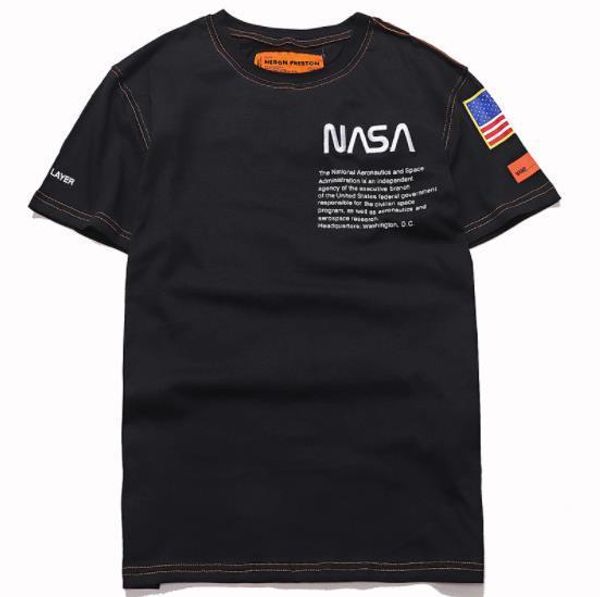 

mens designer tshirt american street hip hop ins popular brand co-branded t-shirts space astronaut ribbon summer tshirts, White;black