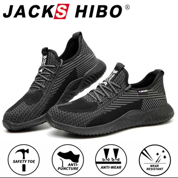 

jackshibo осень безопасности рабочая обувь для мужчин мужской anti-smashing стальным носком сапоги строительство спецобоуви сапоги работа кр, Black