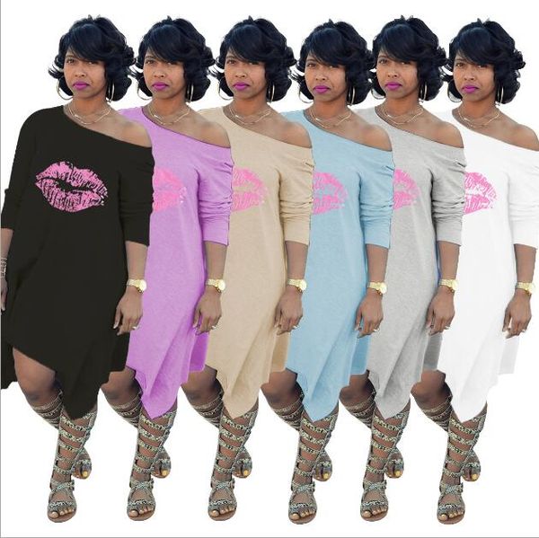 

print long sleeve t shirt dress women casual vestidos beach summer dress sundress robe dresses, Black;gray