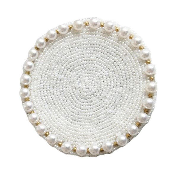 

mats & pads handmade beads cup pearl designed mat practical tableware white
