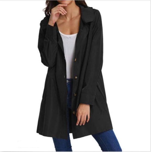 

women's buttons hooded french soild color rain jacket coat casual lapel collar outwear ladies' new winter fashion coat hot