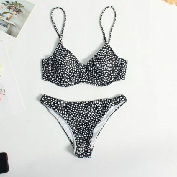 

women fashion swimsuits 2020 summer two pieces bikinis polka dot lady beach swimwear fashion suspender swimsuit 2020 for wholesale, White;black