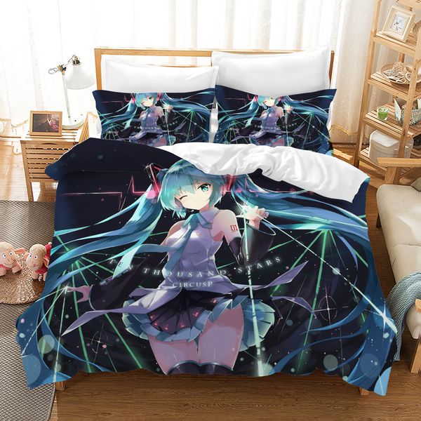 

anime hatsune miku cartoon bedding set duvet covers pillowcases two dimensions comforter bedding sets bedclothes