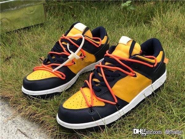 

new authentic off dunk low leather collection white running shoes university gold midnight navy athletic shoes men women sports sneakers
