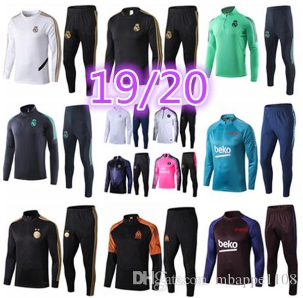 

19 20 algeria men football training tracksuit real madrid soccer training suit 2019 2020 paris mbappe survetement de foot chandal jogging, Black