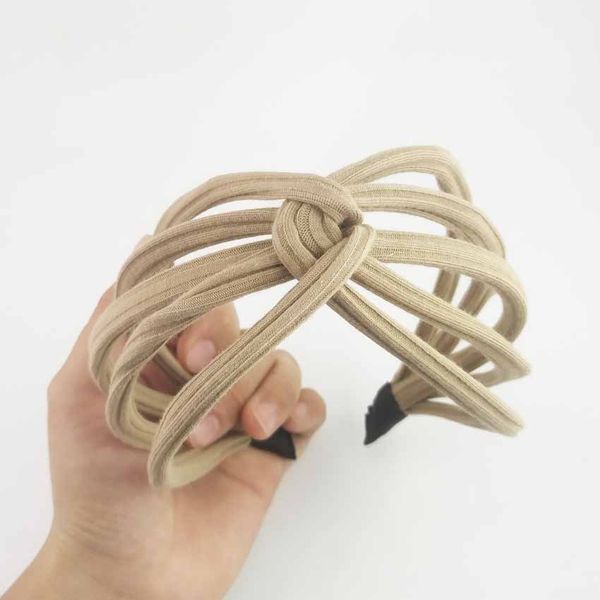 

fashion women's hairband korean hollow design knot headband turban hair hoop handmade lady girls hair band accessories, Golden;white