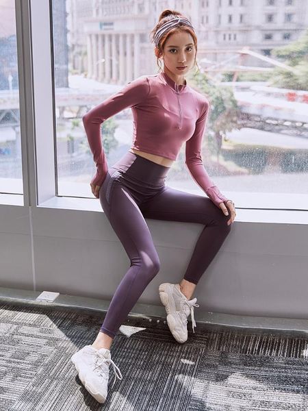 

quick drying yoga suit women's tights breathable sweat absorption running training long sleeve beginner