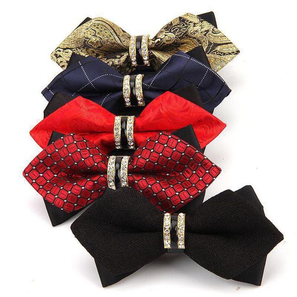 

yushu exquisite rhinestone men's dress wedding bow tie fashion butterfly knot bowtie men formal commercial accessories gift ties, Black;gray
