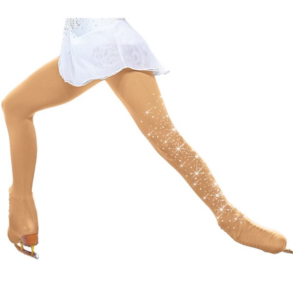 

warm ice figure skating pants shiny ice skating pantyhose with shoes cover cashmere gymnastics trousers clothing children