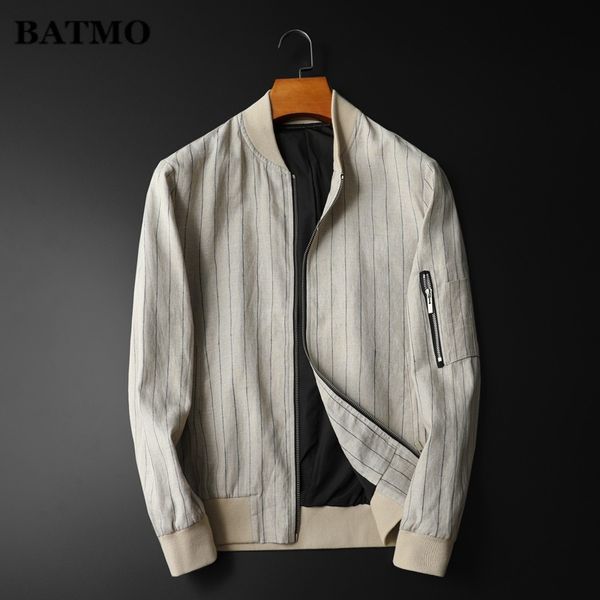 

batmo 2019 autumn new arrival men's vertical stripes jacket,fashion stand collar jacket coat men,size m-4xl, Black;brown