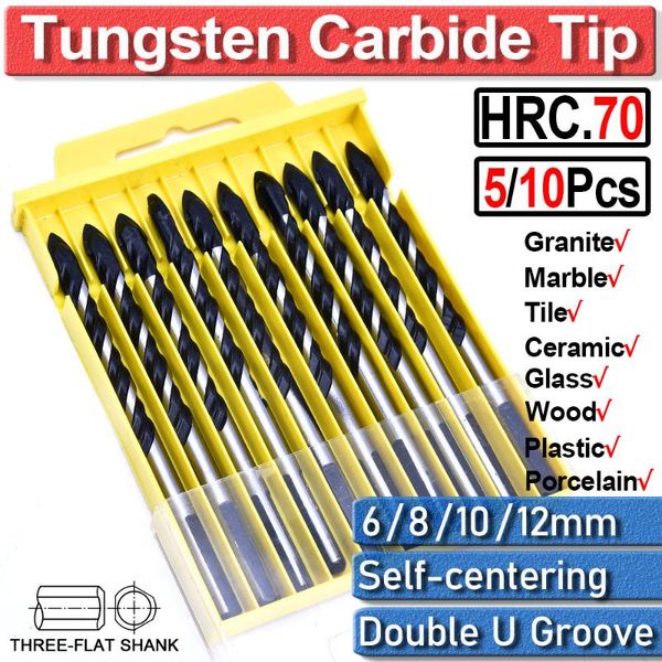 

6 8 10 12mm multi-material key word[tile bit] tile drill bits hss cone hole woodworking tool drill wood set bits d30