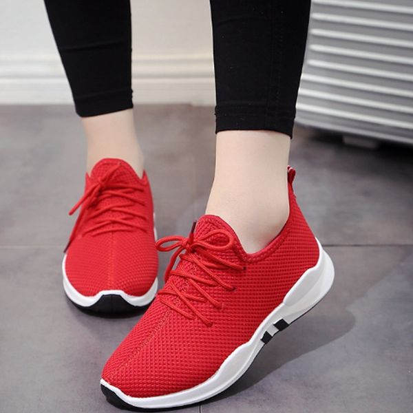 

2019 spring and summer designer wedges red black platform sneakers women shoes casual air mesh female shoes woman #o