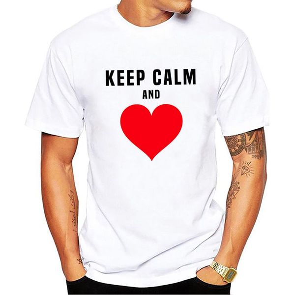 

keep calm and heart 2020 new arrival korean style men short sleeve shirt male cotton casual t shirts boys, White;black