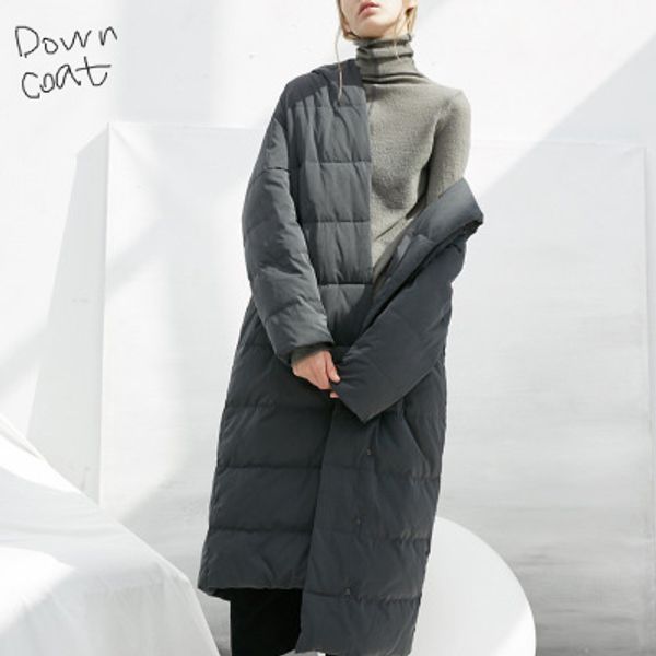 

womens parkas down coat long winter down coats windproof long jackets fashion womens winter solid color clothe 2 colors 2019 for wholesal, Black