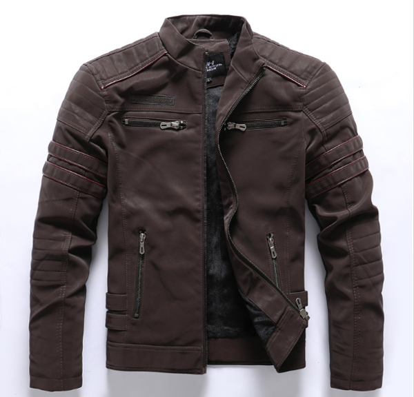 

fashion winter leather jacket men stand collar motorcycle washed retro velour leather jacket european size mens coats, Black;brown