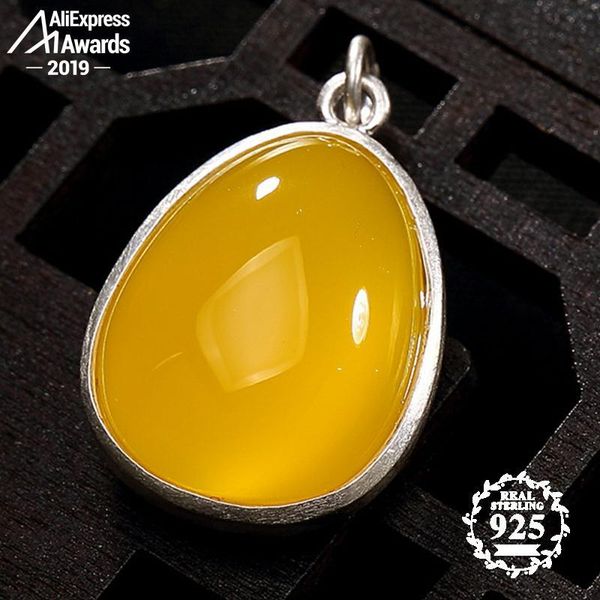 

NOT FAKE S925 Sterling Silver Israel Amber Heart Shaped Artisan Baltic Pendants health rich lithuania Chalcedony Yellow