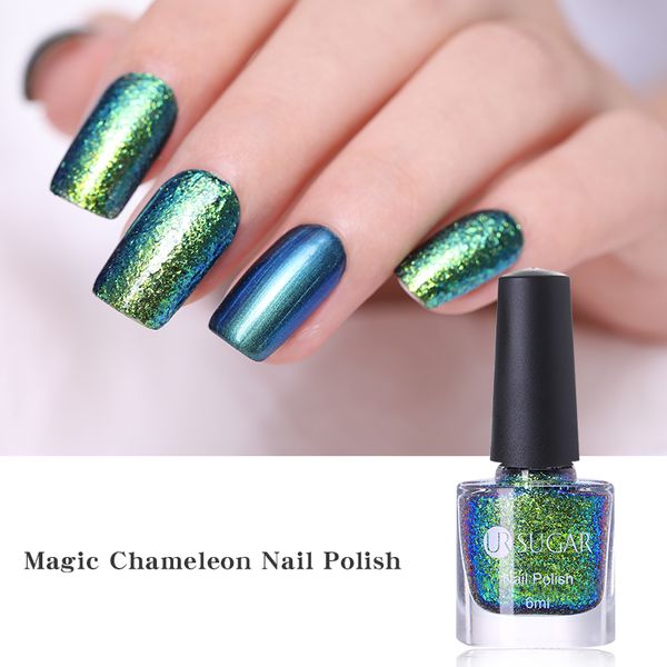 

ur sugar 6ml glitter nail polish chameleon sequins shimmer nail art varnish lacquer black base needed