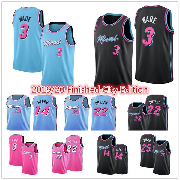 

men's miami jersey heat dwyane dwayne 3 wade kendrick 25 nunn tyler 14 herro jimmy 22 butler 100% stitched throwback basketball jerseys, Black;blue