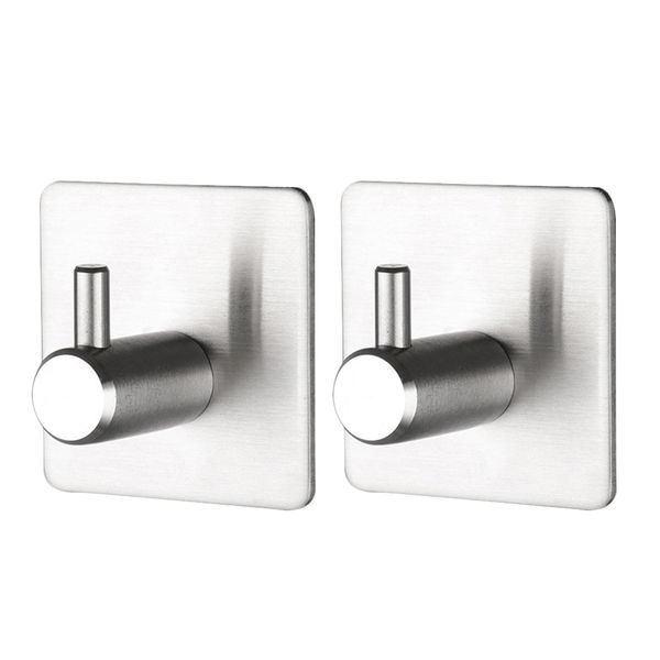 

2pcs stainless steel hooks single hooks punch bathroom door coat for home bathroom supplies
