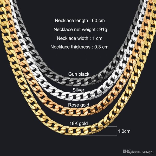 

miami cuban link chain necklace 1cm silver/gold color curb chain for men jewelry corrente de prata masculina wholesale mens necklace
