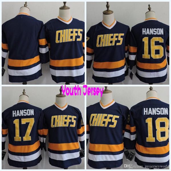 

Youth Hanson Brothers Charlestown CHIEFS #16 Jack Hanson #17 Steve #18 Jeff #Blank Hanson Slap Shot Movie Hockey Jersey